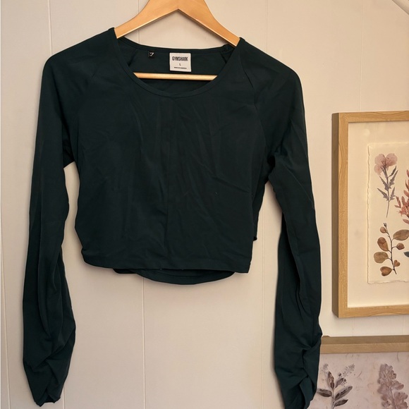 Gymshark Whitney Simmons Dark Green Long Sleeve Crop - Picture 1 of 3